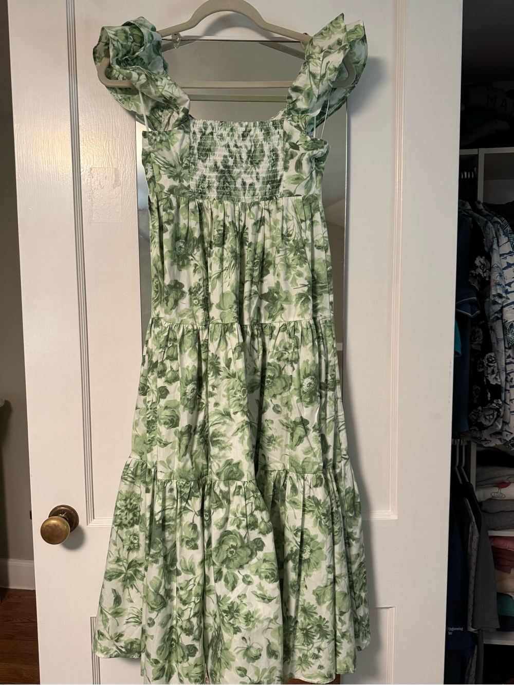 Abercrombie & Fitch White and Green Floral Tiered Maxi Dress - Picture 3 of 3